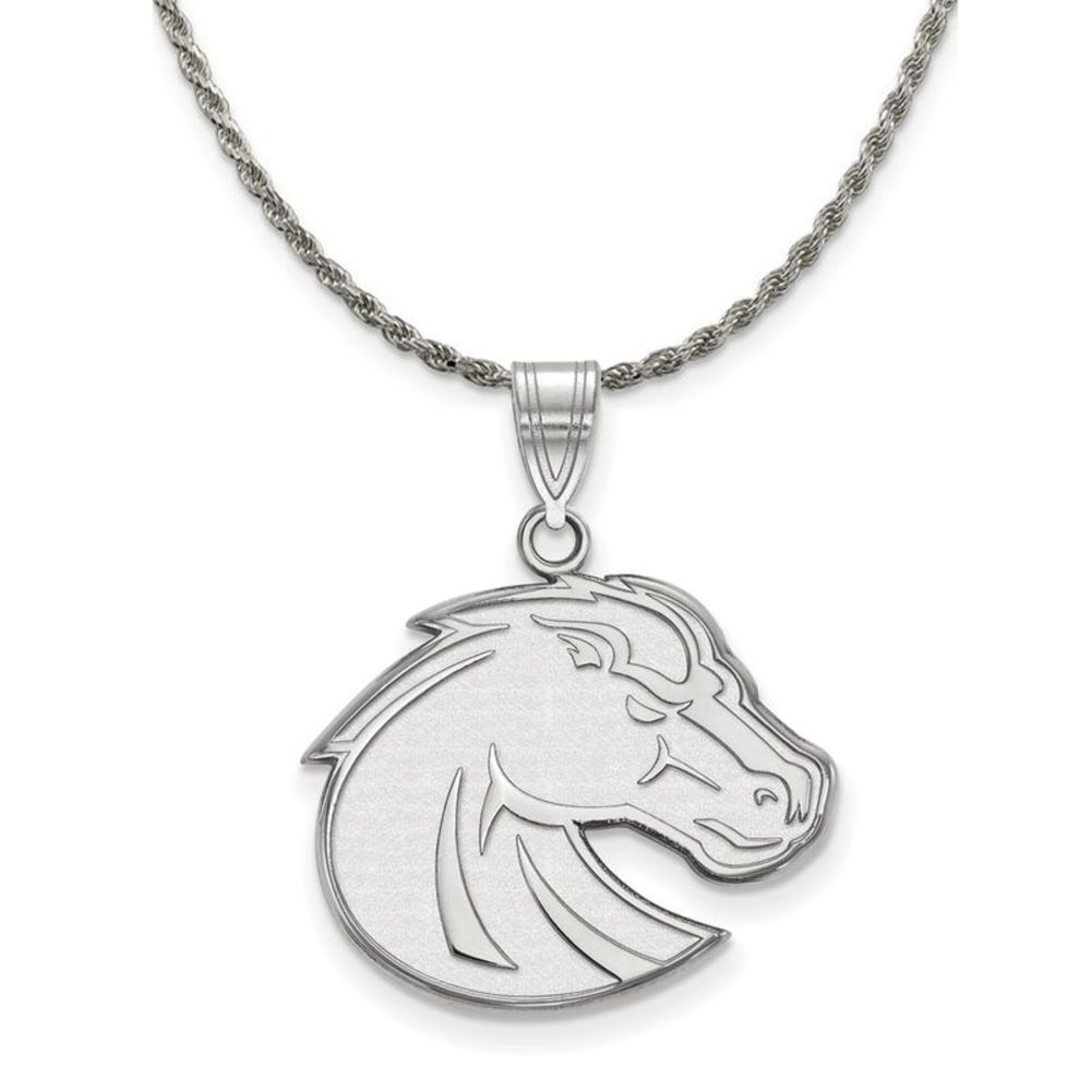 Sterling Silver Boise State Large Pendant Necklace - 26 Inch